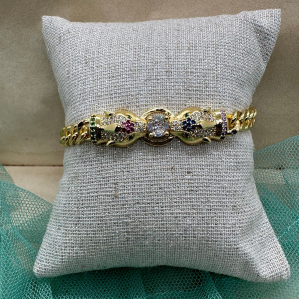 Pulsera Acero Inoxidable Leopardo Rubí Zafiro - Imagen 3