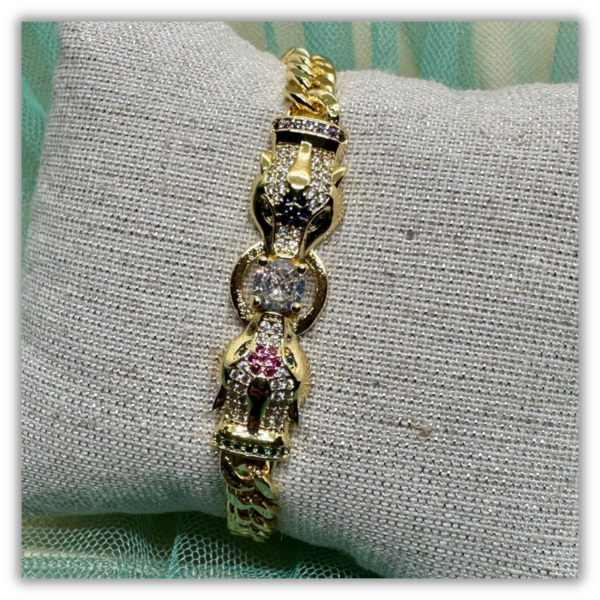 Pulsera Acero Inoxidable Leopardo Rubí Zafiro