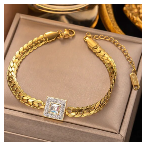 Pulsera Acero Inoxidable Circonitas Blancas