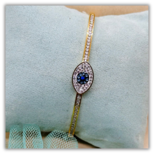 Pulsera Ojo Turco acero dorado circonitas