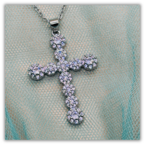 Collar Acero Cruz Cristal