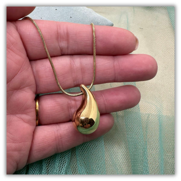 Collar Acero Oro Gota gr - Imagen 2