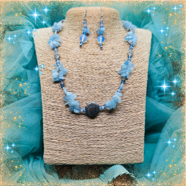 Conjunto Collar y Pendientes Artesanía en Piedra Natural - Imagen 2