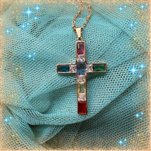 Collar Cruz Acero Multicolor