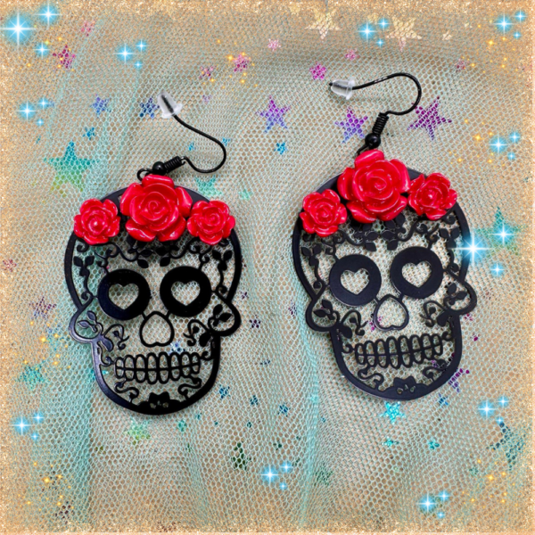 Pendientes Calaveras y Rosas