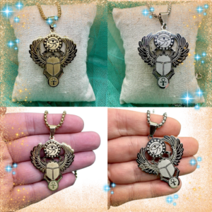 colgante escarabajo egipcio ojo de horus ankh acero inoxidable dorado y acero inoxidable plateado